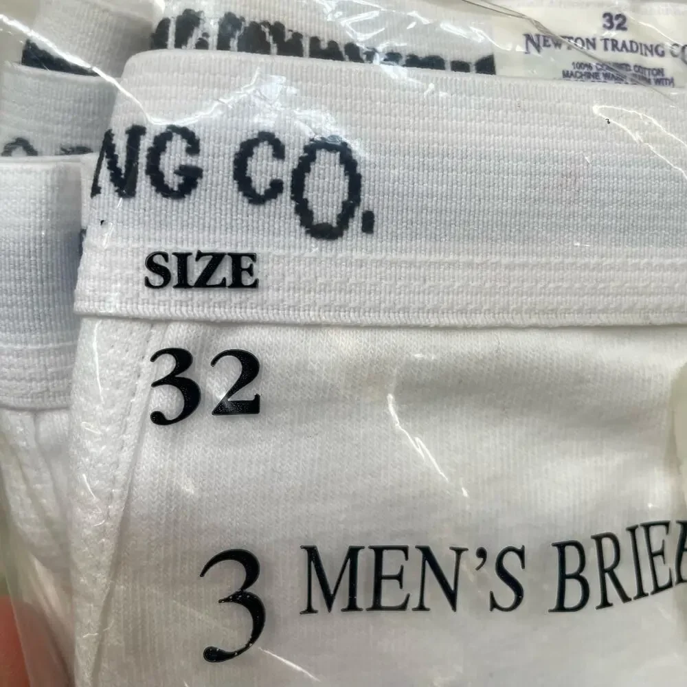 Newton Trading Co Mens Briefs Size 32 White Underwear NOS Whitey Tighty READ